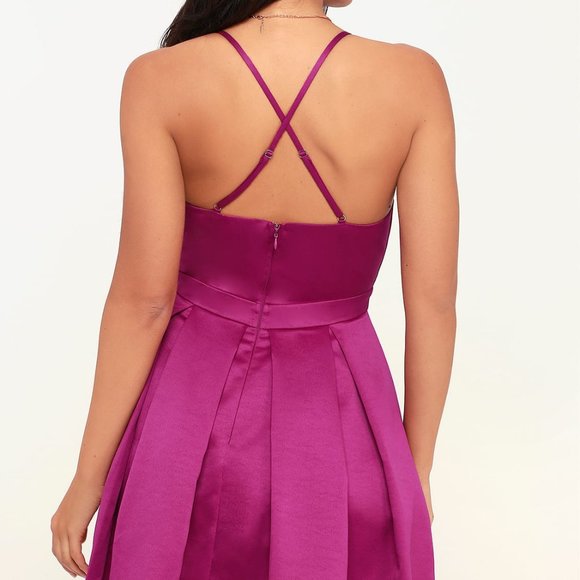 Lulu's XS Magenta Silky Pocket Dress - Picture 8 of 9